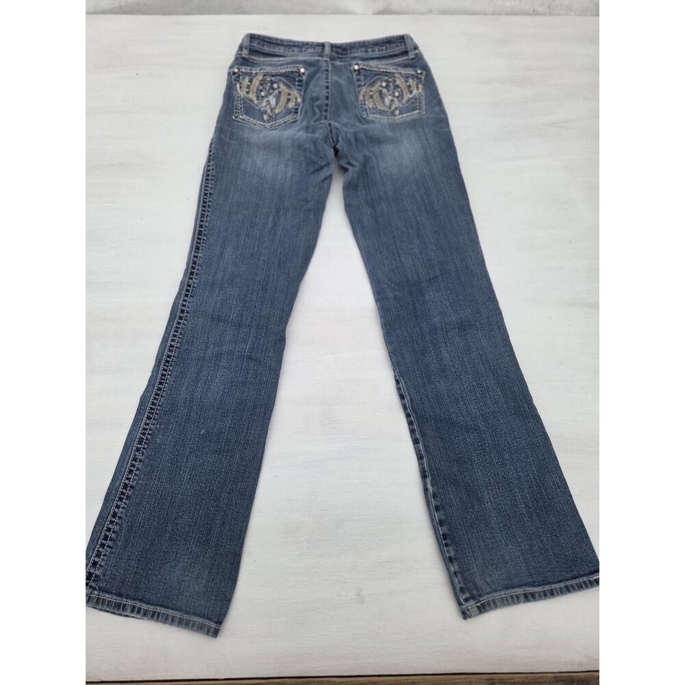 Rock 47 Wrangler Jeans Womens 7/8x34 Blue Bootcut Low Rise Denim Distressed READ - Picture 8 of 14